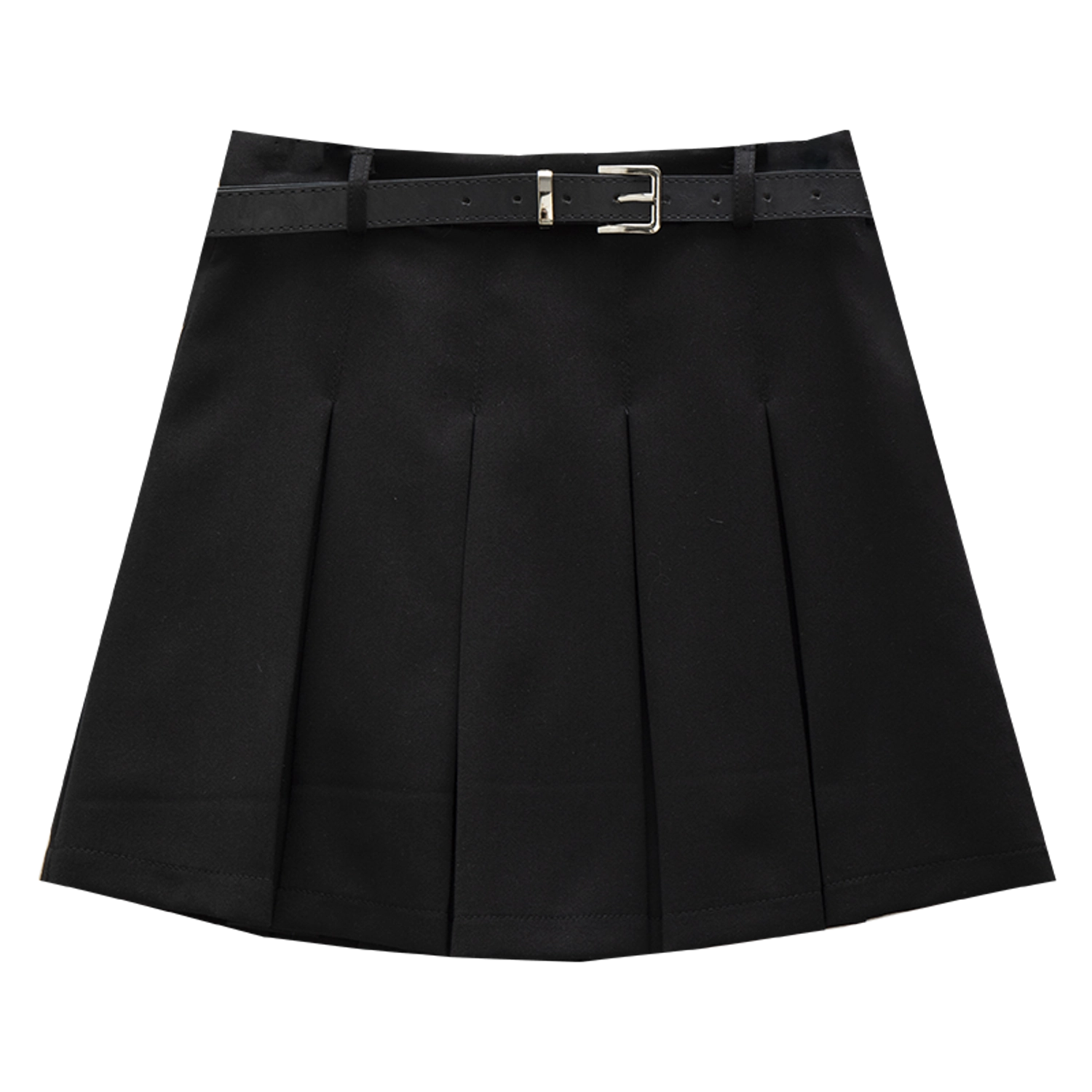 A Chic Short Pleated Skirt Featuring Cinched Belt Detail