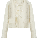 Elegant Textured Jacket with Front Tie Detail