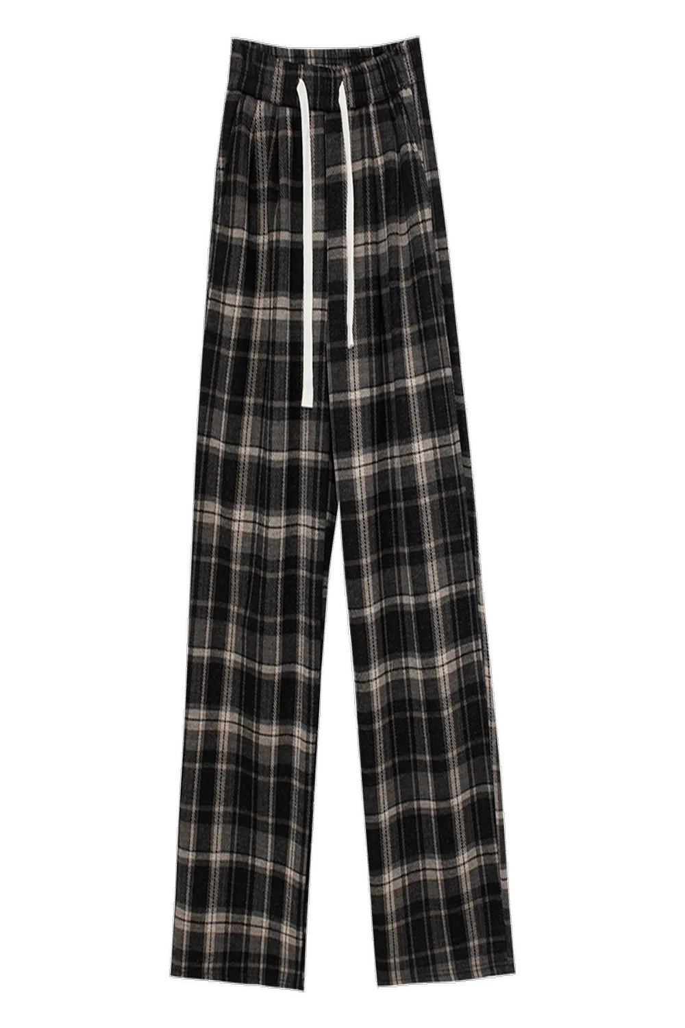 Plaid Wide-Leg Lounge Pants with Drawstring Detail