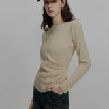 Asymmetrical Neckline Top with Long Sleeves