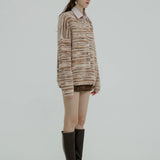 Striped Cardigan with Crest Patch Detail