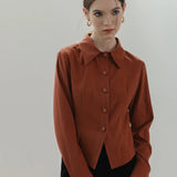 Chic Cropped Button-Up Blouse with Elegant Collar