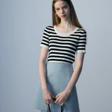 Striped Knit Short Sleeve Top
