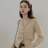 Classic V-Neck Cardigan with Button-Up Front for Versatile Styling