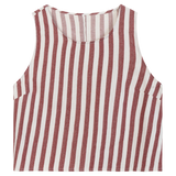 Women's Red and White Striped Sleeveless Top - Crew Neck, Cotton Blend