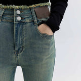 Seluar Jeans Berkobar Pinggang Tinggi Vintage