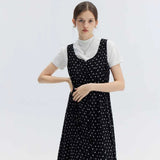 Sleeveless Polka Dot Midi Dress with Front Buttons