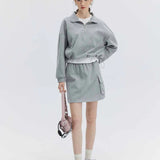 Cozy Half-Zip Fleece Pullover and Casual A-Line Skirt Set