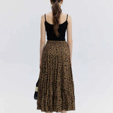 Flowy Midi Skirt with Animal Print and Ruffle Detail