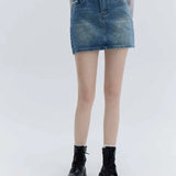 Classic Denim Mini Skirt with Five-Pocket Styling