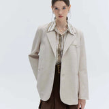 Structured Blazer with Notch Lapel and Front Pocket Detail