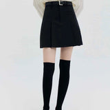 Skirt Mini Bertali A-Line dengan Butiran Berlipat