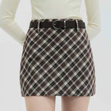 Plaid A-Line Mini Skirt with Coordinating Belt