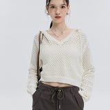 Women's Breathable Knit V-Neck Sweater with Relaxed Fit