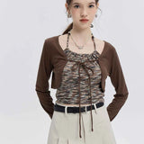 Drawstring Cropped Cardigan and Beaded Camisole