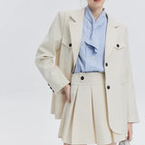 Chic Blazer and Pleated Mini Skirt Set for a Sophisticated Look