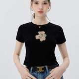 Embroidered Patch Short Sleeve T-shirt
