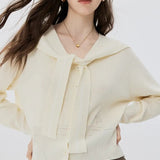 Chic Bow-Tie Neck Knitted Cardigan