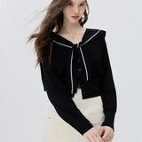 Chic Bow-Tie Neck Knitted Cardigan