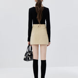 Sophisticated A-Line Mini Skirt with High-Waist Design