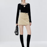 Skirt Mini A-Line yang canggih dengan Rekaan Pinggang Tinggi