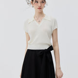 Chic A-Line Pleated Skirt with Elegant Bow Tie & Tassel Detail