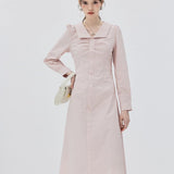 Elegant Button-Down Midi Dress with Soft Collar