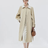 Chic Contrast Collar Belted Trench Coat