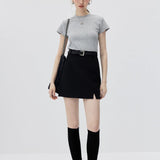 Chic Belted A-Line Mini Skirt