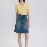 Women's Classic High-Waisted Denim A-Line Skirt