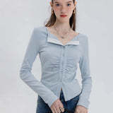 Women's Contrast Trim Button-Up Fitted Cardigan