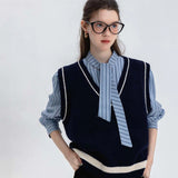 Classic Sweater Vest and Pinstripe Shirt Duo for a Smart Casual Look