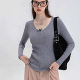 Women's V-Neck Ribbed Knit Sweater