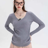 Women's V-Neck Ribbed Knit Sweater