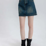 Classic Denim Mini Skirt with Vintage Wash