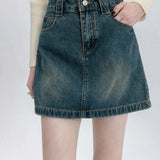 Classic Denim Mini Skirt with Vintage Wash