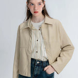 Sophisticated Faux Leather Shirt Jacket with Patch Pockets