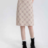 Women's Plaid Pencil Skirt with Bow Detail