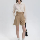 Women's Linen Button-Down Shirt - Relaxed Fit with Front Pocket