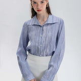Women's Textured Button-Front Shirt with Classic Collar