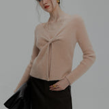 Classic Cropped Sweater with Tie Detail for a Timeless Look
