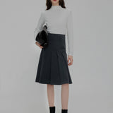 Pleated A-Line Skirt with Belt Loops