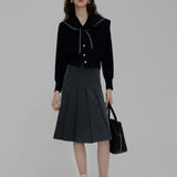 Pleated A-Line Skirt with Belt Loops