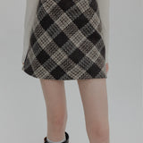 Chic Plaid Mini Skirt with Textured Weave