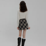 Chic Plaid Mini Skirt with Textured Weave