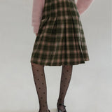 Classic Plaid Pleated A-line Skirt