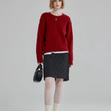 Women's Burgundy Cable Knit Sweater
