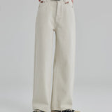 Wide-Leg High-Waist Jeans with Light Wash Finish