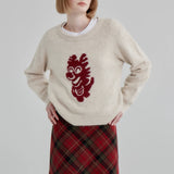 Whimsical Creature Knit Sweater