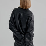 Women's Oversized Leather Shirt Jacke